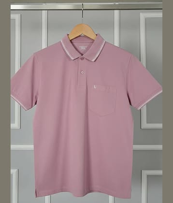 UNIBERRY Men Cotton Blend Regular Fit Solid Polo T Shirt ( Purple )