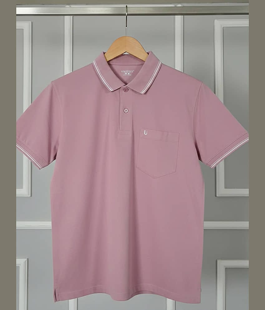 UNIBERRY Men Cotton Blend Regular Fit Solid Polo T Shirt ( Purple )