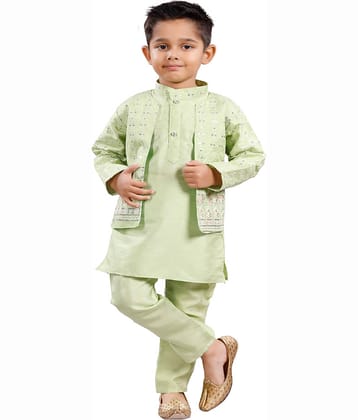 s muktar garments Boys Cotton Blend Sequined - Pattern Kurta Pant Set ( Green , Pack of 1 )