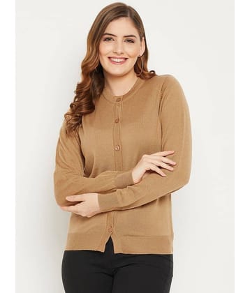 zigo Woollen Round Neck Women's Buttoned Cardigans - Brown (Pack of 1)