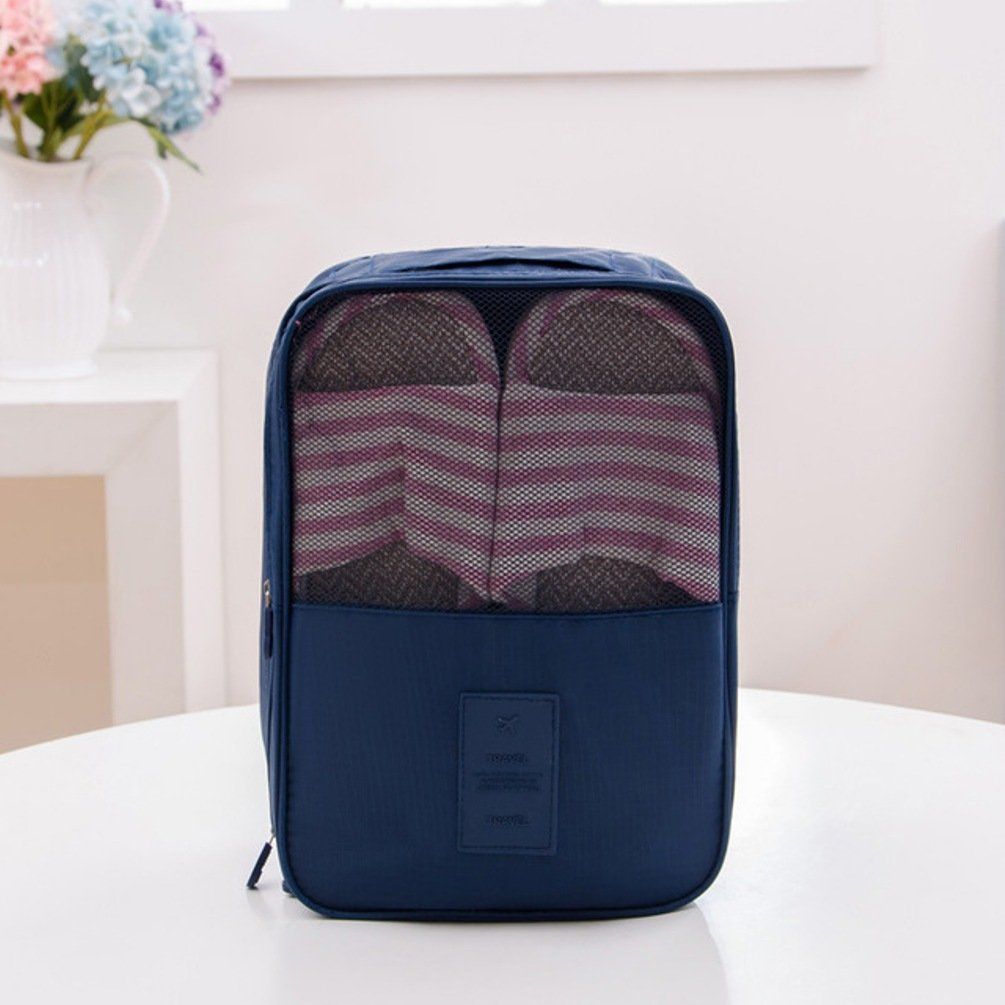 Waterproof Travel Organizer & Shoe Bag/ Pouch (Navy Blue, BG)