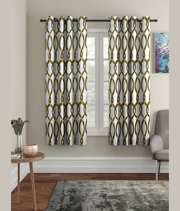 Cortina - Geometric Printed Room Darkening Eyelet Curtain-9 Ft-pack of 2