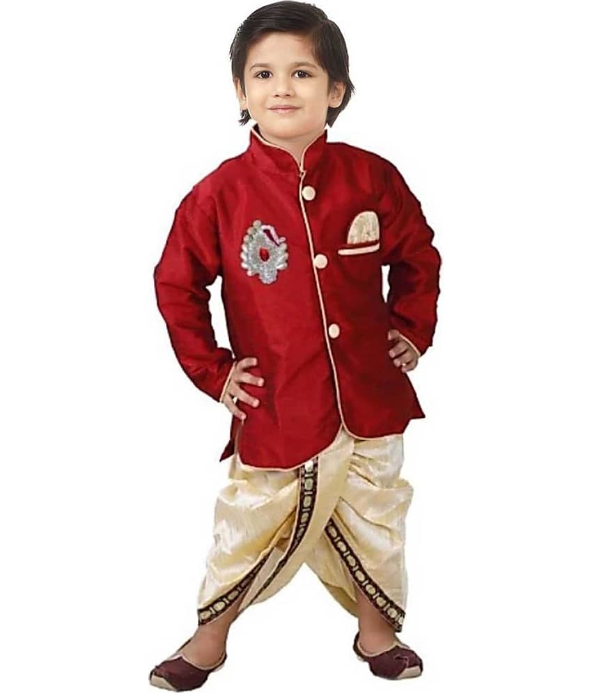 JCT DRESSES Boys Silk Multicolor Dhoti Kurta Set ( Pack of 1 )