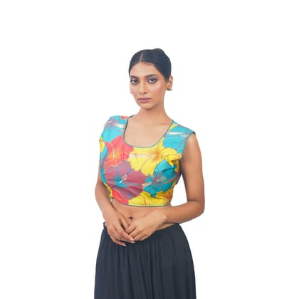 TheHangr Multicolour Silk Designer Blouse -  32