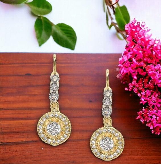 Trendisia Gold-Plated AD Studded Handcrafted Drop Earrings F