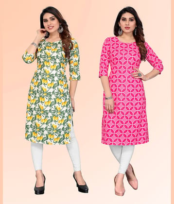KETAKI FASHION Pack of 2 Crepe Printed Straight Women's Kurti - ( Multicoloured )
