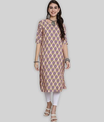 7Threads Crepe Printed Straight Women's Kurti - Beige ( Pack of 1 )