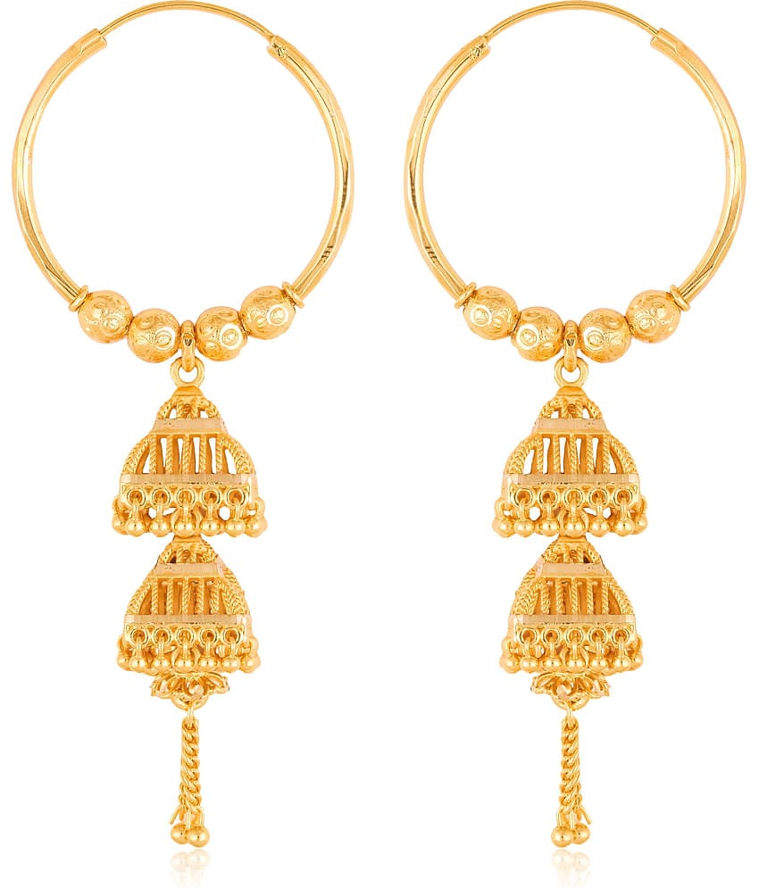 VIVASTRI Golden Jhumki Earrings ( Pack of 1 )