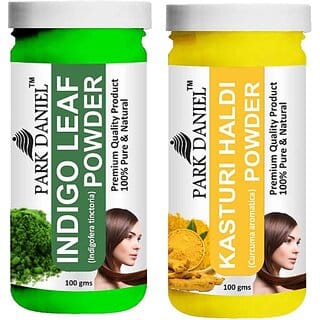 PARK DANIEL Pure & Natural Indigo Leaf Powder & Kasturi Haldi Powder Combo Pack of 2 Bottles of 100 gm (200 gm ) (200 ml)