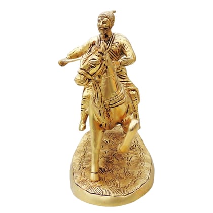Brass Shivaji Maharaj Statue - Handcrafted Historical Showpiece, Height : 9.5 Inch (BSMAS1641 E)
