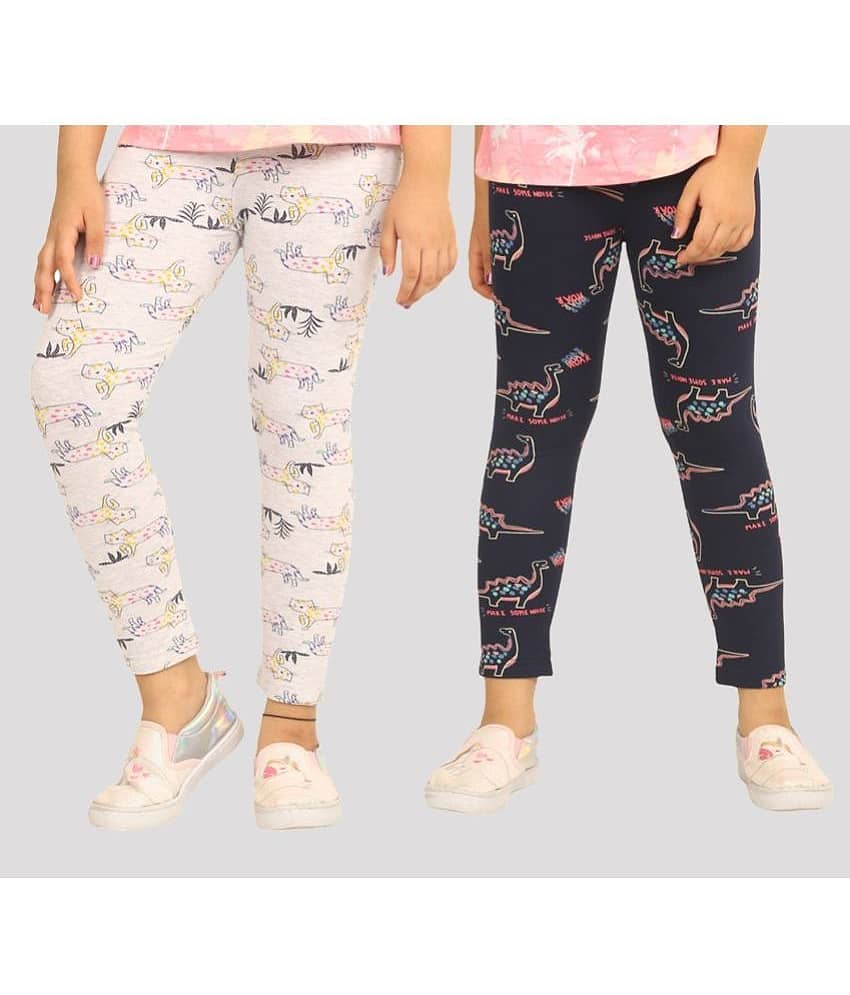 Ariel Pack of 2 Girls Cotton Leggings ( Beige )
