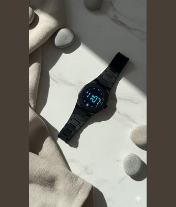 Fadiso Fashion Black Metal Digital Men's Watch