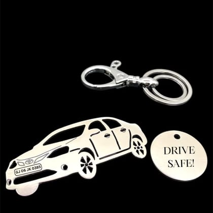 Toyota Etios Personalized Keychain-Side View / Silver
