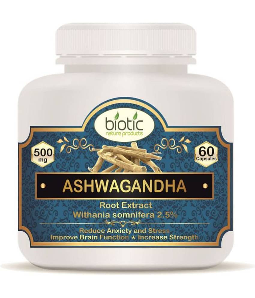 Biotic Ashwagandha Capsules (Withania somnifera) Extract Capsule 60 no.s
