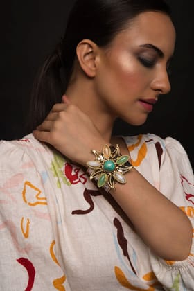 Zora Green Gold Plated Bracelet