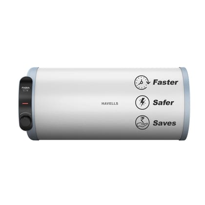 Havells Fabia Slim 10L Horizontal Left Storage Water Heater(Geyser)|Faster Heating|Safer to use|Saves electricity|Anti Rust Tank|Incoloy Element|7 Year Tank Warranty| Free Installation & Flexi Pipes Havells Fabia Slim 10L Horizontal Left Storage Water He