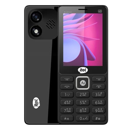 itel Super Guru 4G Max | Dual 4G | Max 3" Display | Smart AI Voice Assistant | 2000 mAh Battery | Type-C Charger | Cloud App Support | Bluetooth | Black Black