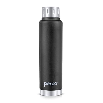 Pexpo 12 Hours Hot and Cold Thermosteel Insulated ISI Certified Flask (500ml, Knight Black, Cameo)
