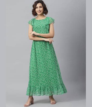 StyleStone Women Chiffon Fit & Flare Dress ( Green )