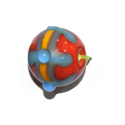 Beadwaala Handmade Fancy Lampwork Glass Beads For Jewelry Making. (Round) SFL-115-Per Packet 25 Pcs / 14 MM