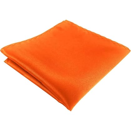 Voici France - Premium Orange Pocket Square microfiber Men Plain Satin Wedding Handkerchief Pocket Square
