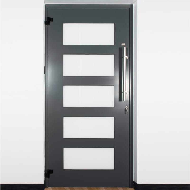 Aluminium Front Door Matt Grey KPD-1007 (3.3 ft x 7 ft)