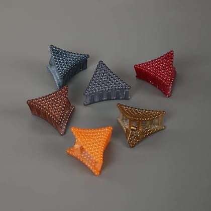 Women Red  Orange Set of 6 Claw Clip
