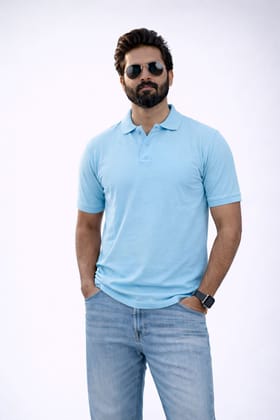 Ocean Blue Classic Polo Tees for Men