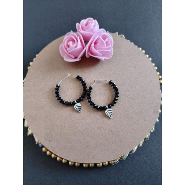 Crystal with Leaf Charm Earings