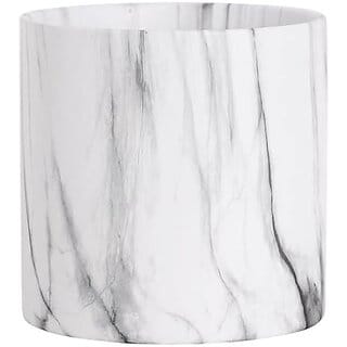 De Gardenia Artificial Melamine Marble Texture Flower Pots | Indoor Pots for Living Room Office and Home Decor | Pot Not Included (White_3) Pack of-1