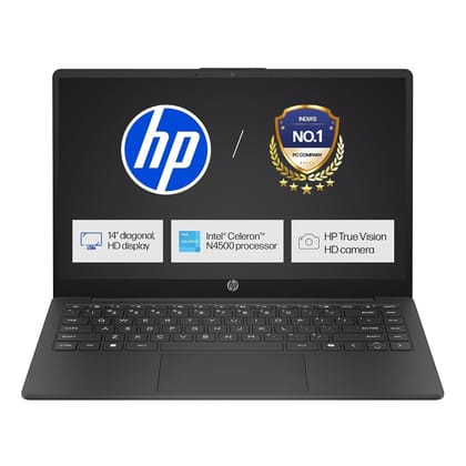 HP 14s Intel Celeron Dual Core N4500 Laptop (8GB/512GB SSD/Win 11) 14.0" HD Display, MSO 24, Black, 1.46kg, DQ3149TU Thin and Light Business Laptop