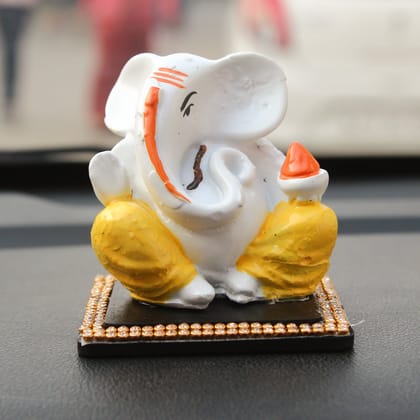 Decorative Lord Ganesha Idol For Car Dashboard, Home Temple, And Office Desks