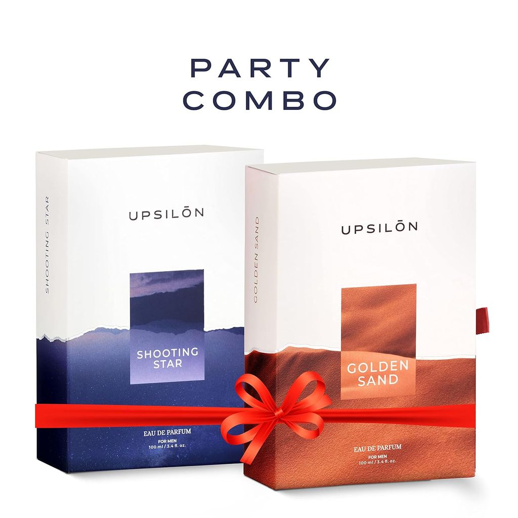 UPSILON Combo of Shooting Star & Golden Sand Eau De Parfum Premium Long Lasting Fresh & Powerful Fragrance Spray Travel Friendly Luxury Parfum Scent | Men’s Perfume | Each 100ml - Pack Of 2