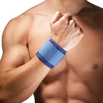 EZYFIT Premium Neoprene Loop Deluxe Wrist Support, Sport Wrist Wrap for Wrist Pain Relief, One Size Fits Most - Blue