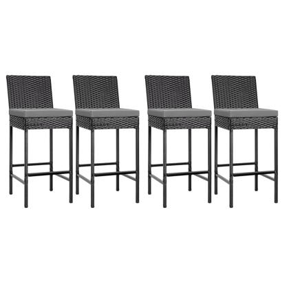Patio Bar Chairs Set for Outdoor, Wicker Bar Stools Set, High Rise Chairs