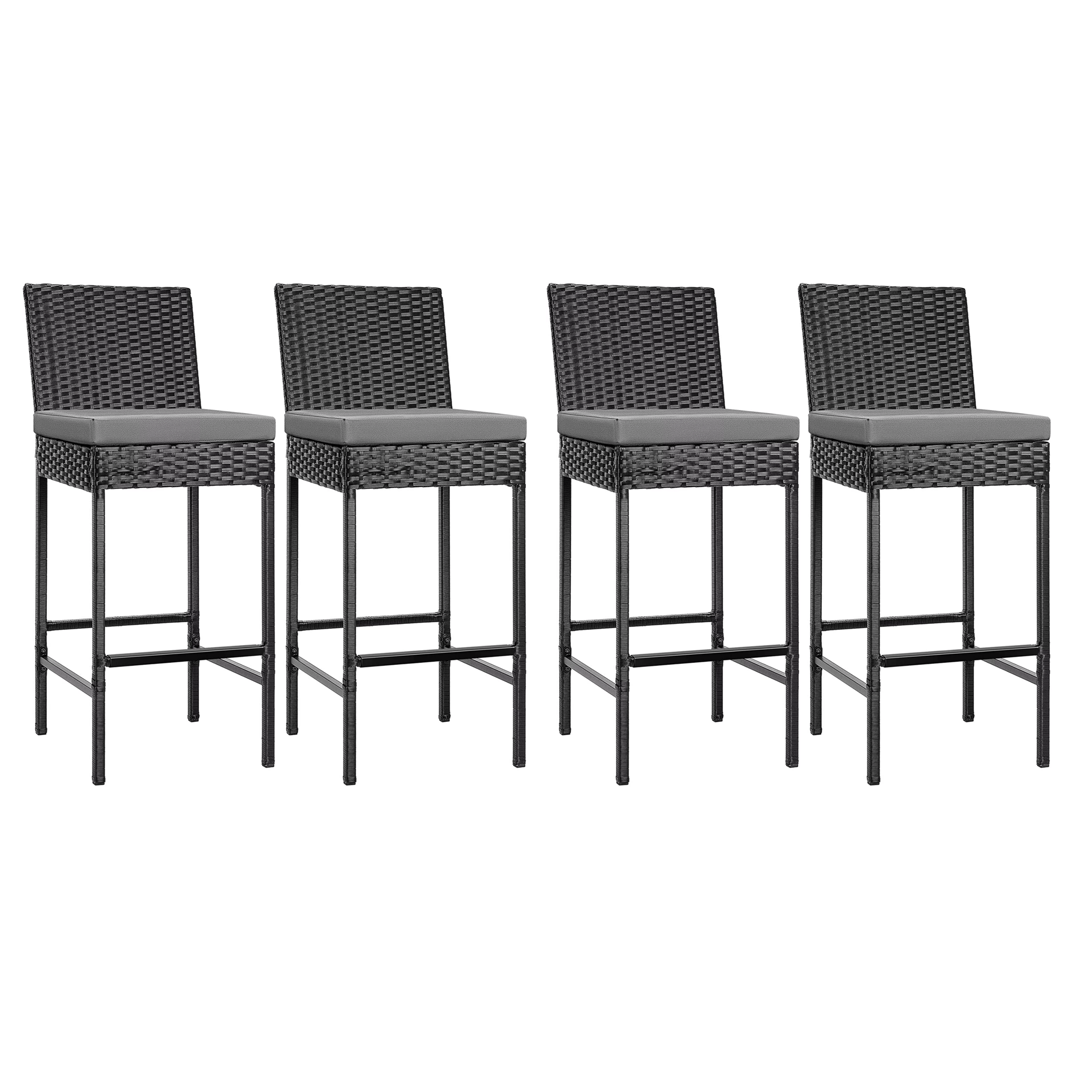 Patio Bar Chairs Set for Outdoor, Wicker Bar Stools Set, High Rise Chairs