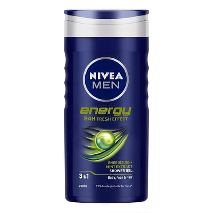 Nivea Men Body Wash, Energy With Mint Extracts, Shower Gel For Body, Face & Hair, 250ml Nivea Men Body Wash, Energy With Mint Extracts, Shower Gel For Body, Face & Hair, 250ml - Energy / 250 ml (Pack of 1)