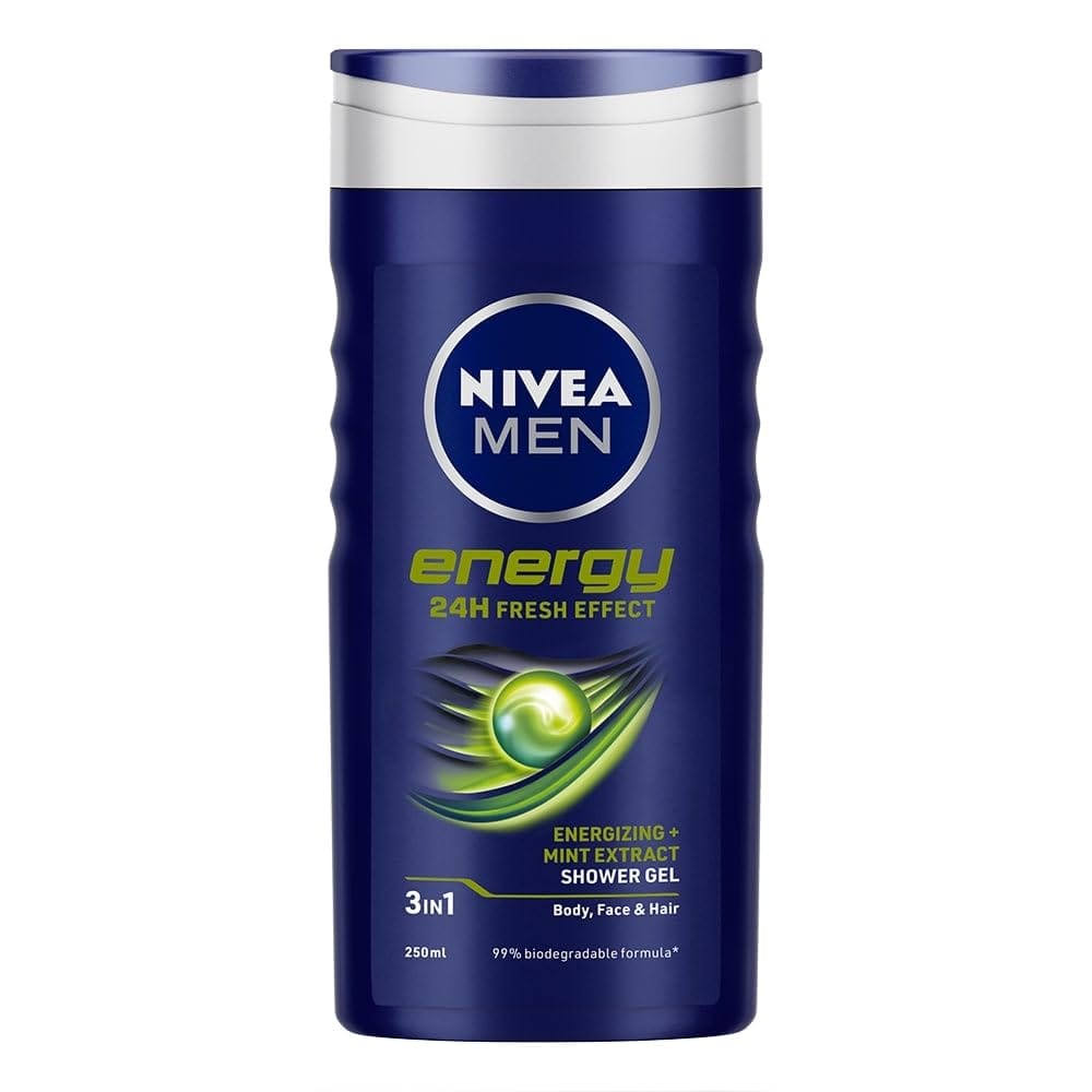 Nivea Men Body Wash, Energy With Mint Extracts, Shower Gel For Body, Face & Hair, 250ml Nivea Men Body Wash, Energy With Mint Extracts, Shower Gel For Body, Face & Hair, 250ml - Energy / 250 ml (Pack of 1)