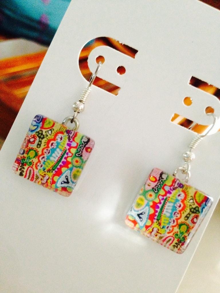 Fresco Square Glass Earrings