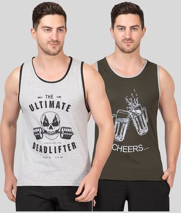 Looks United Pack of 2 Cotton Sleeveless vest For Men ( Multi )