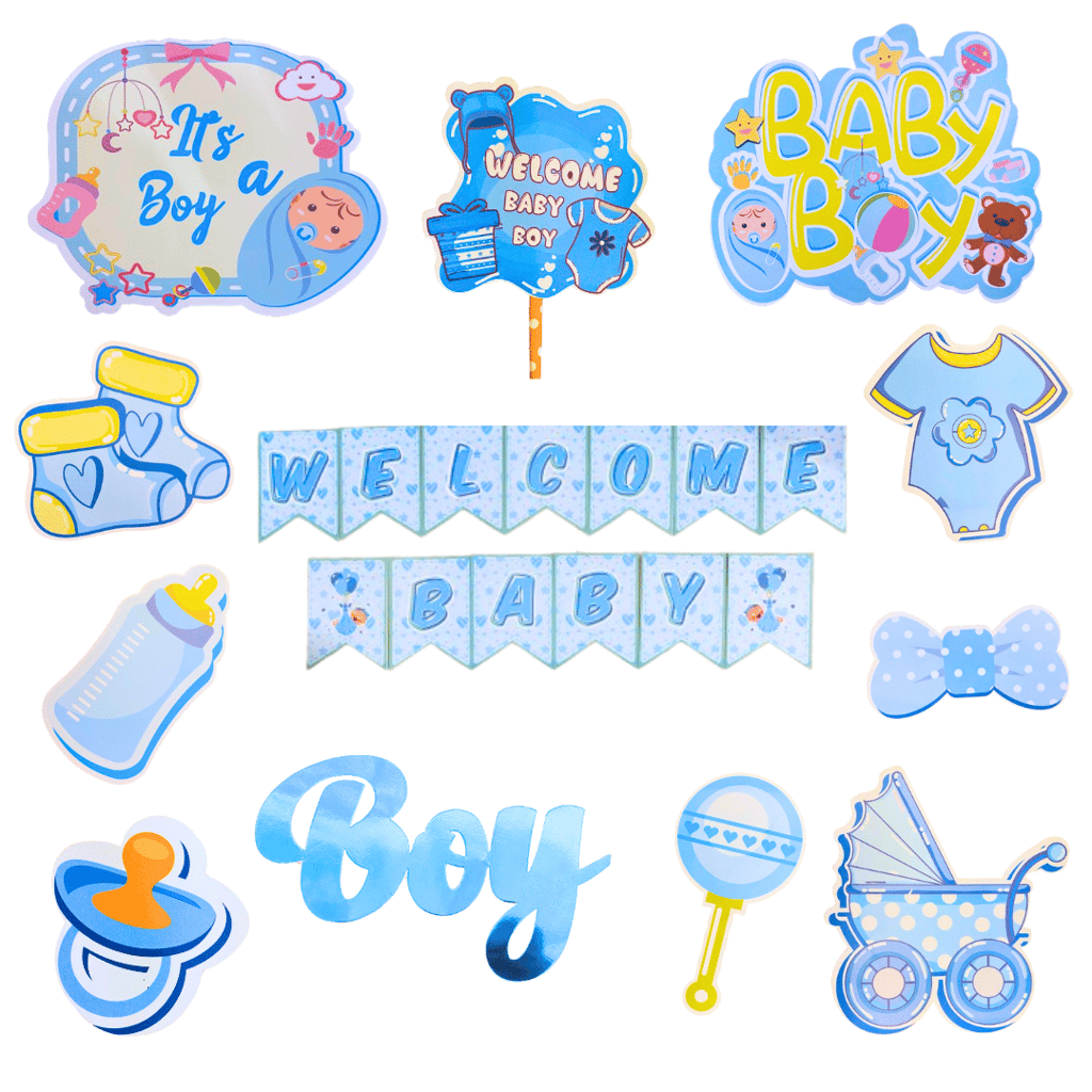 Wanna Party Welcome Baby Boy Combo Set -12 Pcs - Party and Festive Needs | Buy online on ZillyBuy