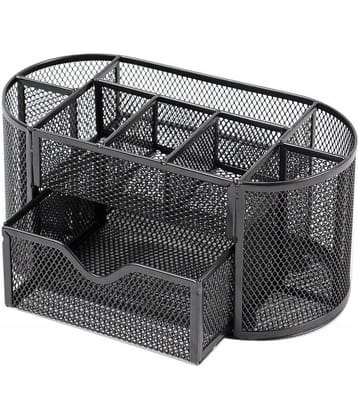 JELLIFY 9 Compartments Metal 9 Compartments Metal Pen Stand  (Black)