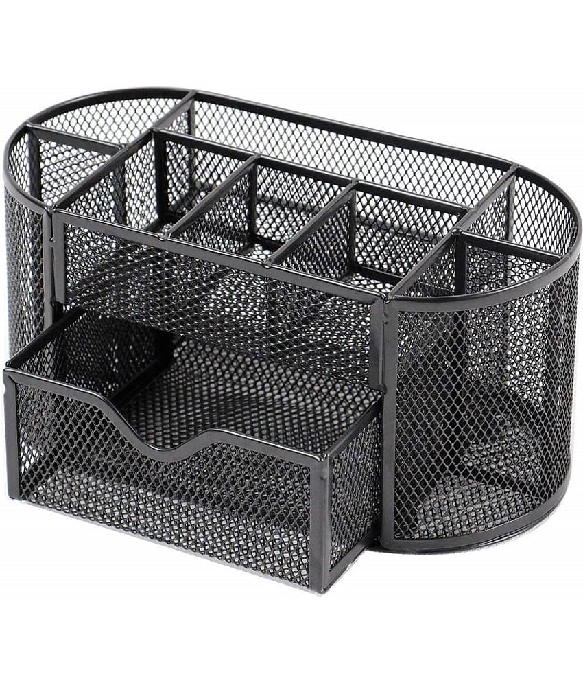 JELLIFY 9 Compartments Metal 9 Compartments Metal Pen Stand  (Black)