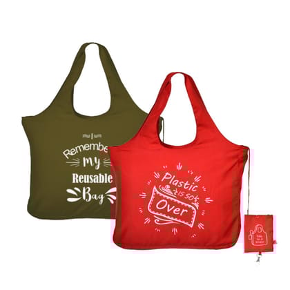 IVillage Bag In Pouch Green and Red Set of 2