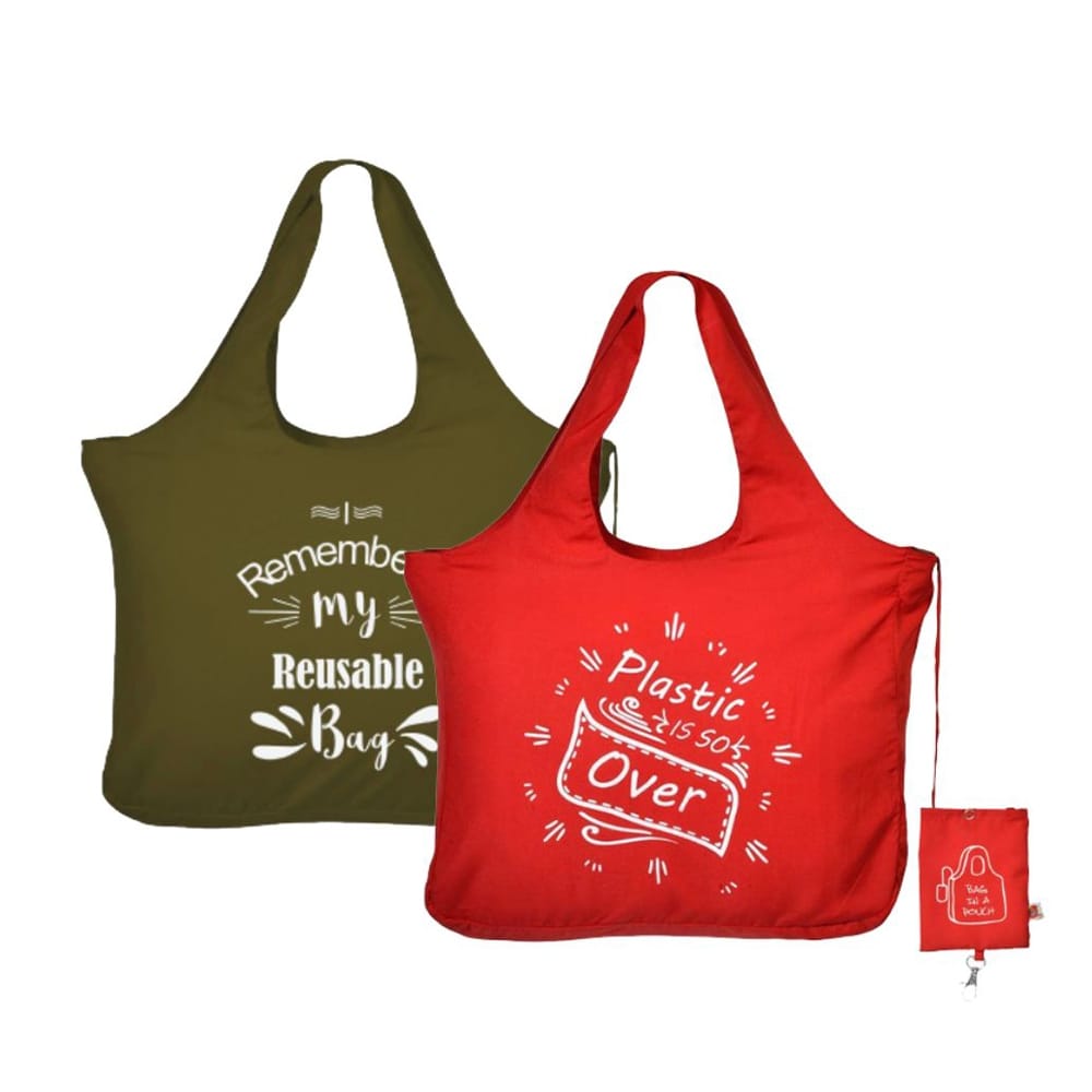 IVillage Bag In Pouch Green and Red Set of 2