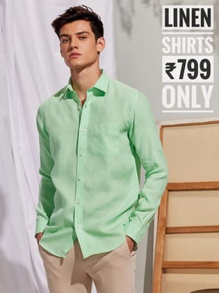 PREMIUM LINEN SHIRT LIGHT GREEN full sleeve-XL-44