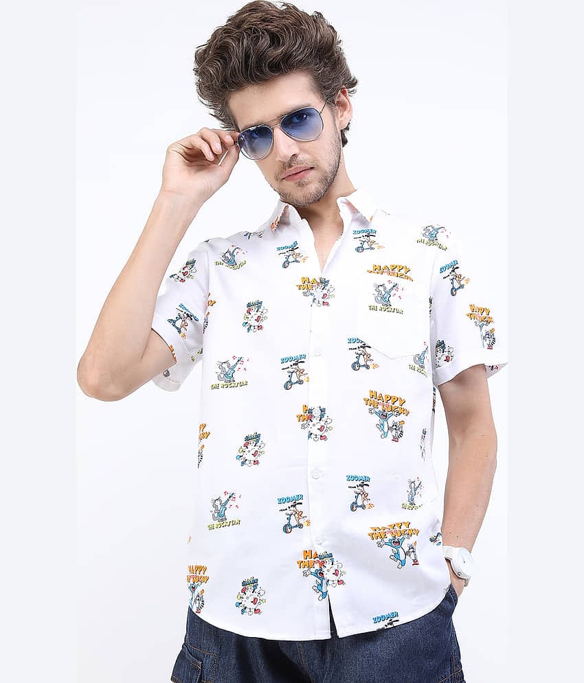 Ketch 100% Cotton Regular Fit Printed Half Sleeves Men's Casual Shirt - Blue ( Pack of 1 )