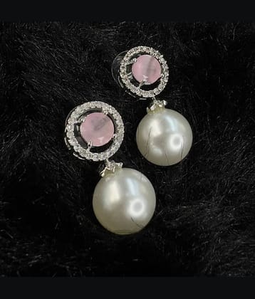 AKLINA Pink Danglers Earrings ( Pack of 1 )