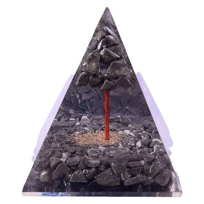 Pyrite Orgone Pyramid with Natural Pyrite Tree Inside to Attract Wealth Prosperity and Abundance, Home, Office, Décor(KI_105)  by Krishna Impex