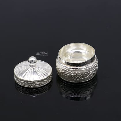 925 sterling silver trinket box, kajal box/casket box bridal round shape box collection, container box, eyeliner box gifting art stb844